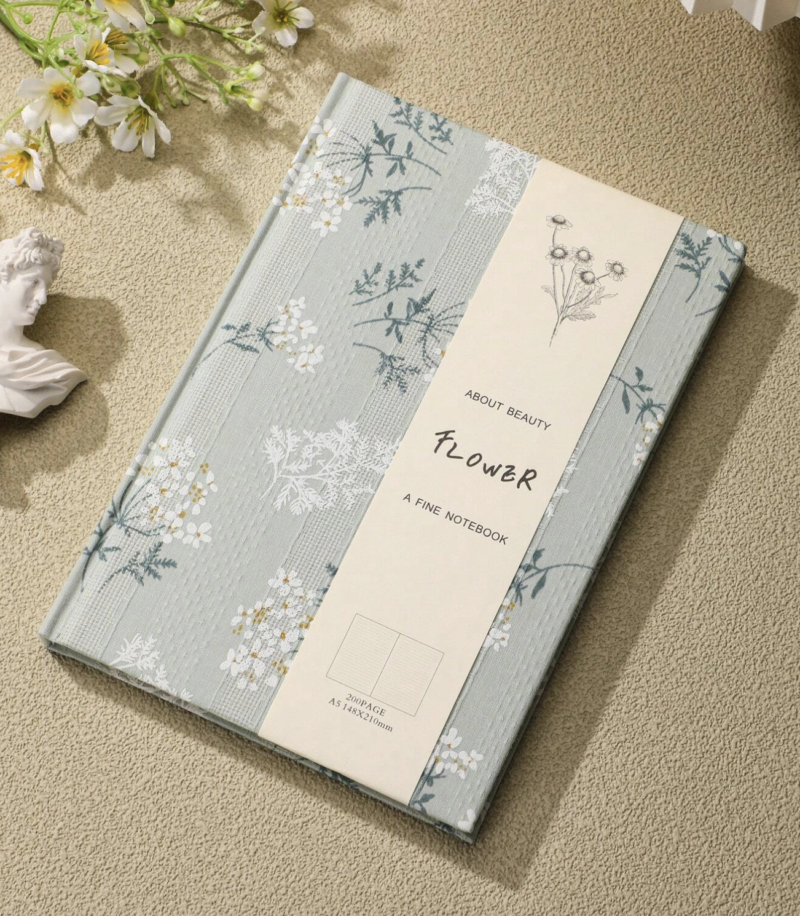 Flower Patterned Artistic Notebook With Fabric Cover